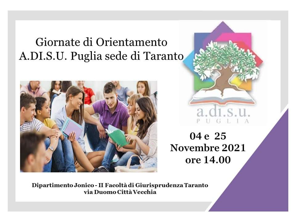 Giornate di ORIENTAMENTO ADISU Puglia sede di Taranto